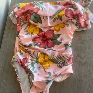 Brand new (NWT) floral strapless swimsuit